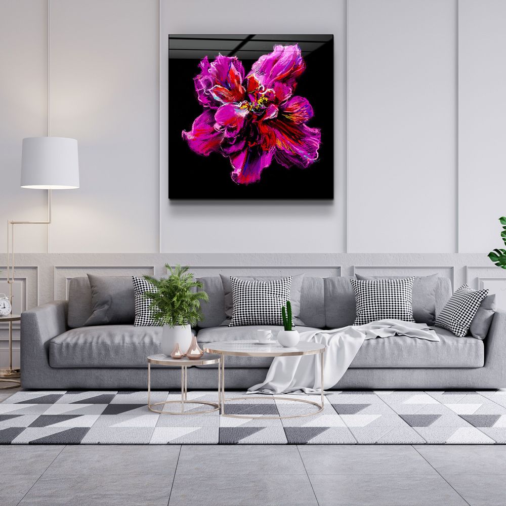 Other wall decoration - ・"Abstract Purple Flower"・Glass Wall Art | Artdesigna Glass Printing Wall Arts. - ARTDESIGNA