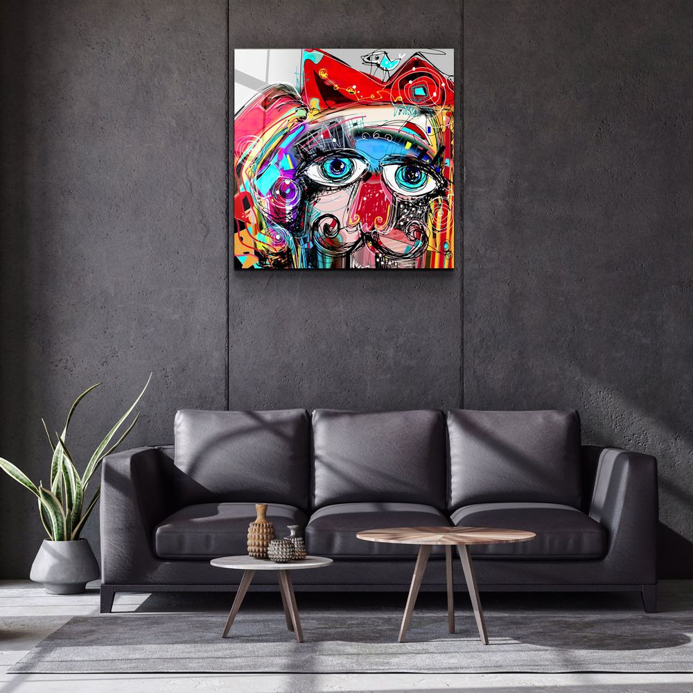 Autres décorations murales - ・"Abstract Colorful Portrait"・Glass Wall Art | Artdesigna Glass Printing Wall Arts. - ARTDESIGNA