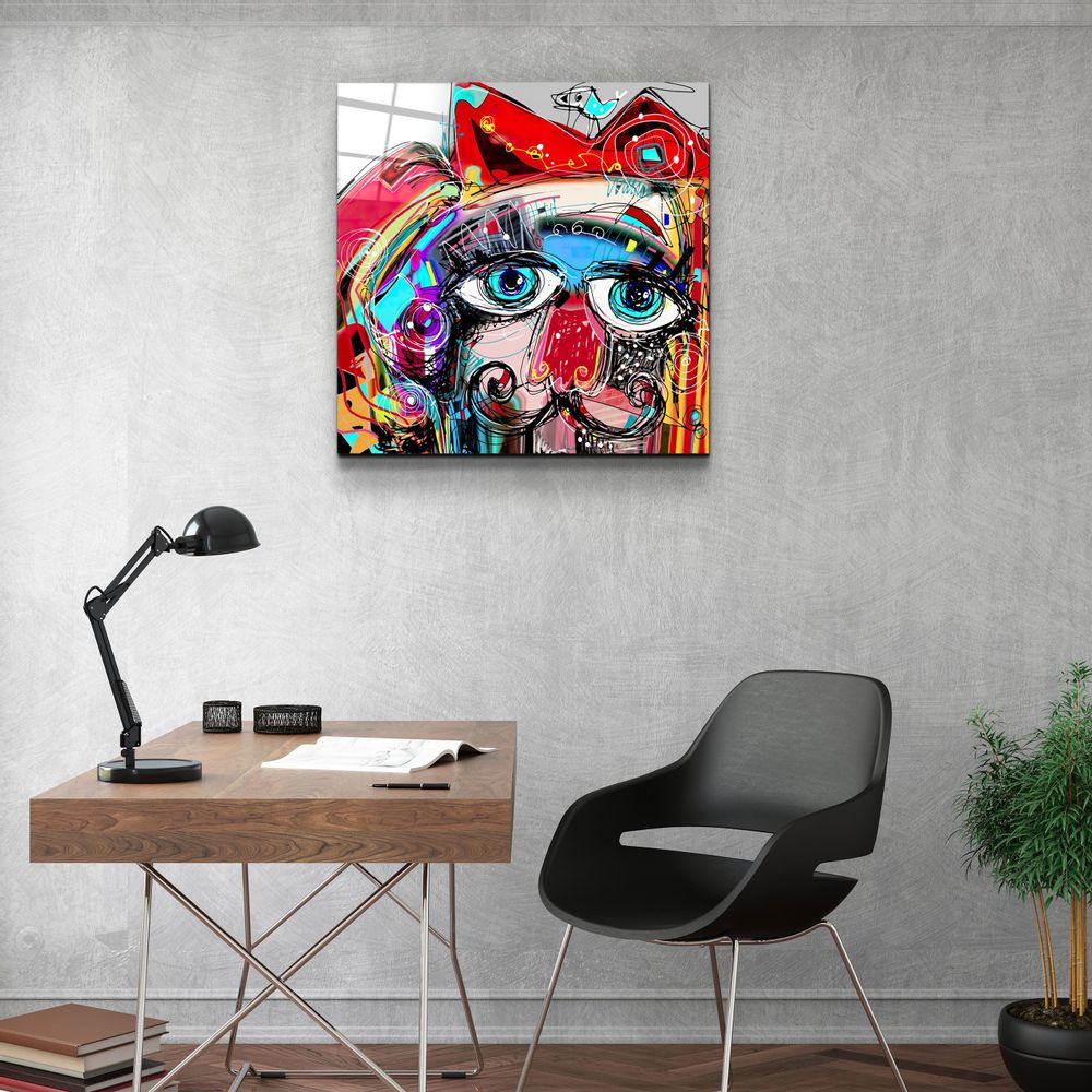 Autres décorations murales - ・"Abstract Colorful Portrait"・Glass Wall Art | Artdesigna Glass Printing Wall Arts. - ARTDESIGNA