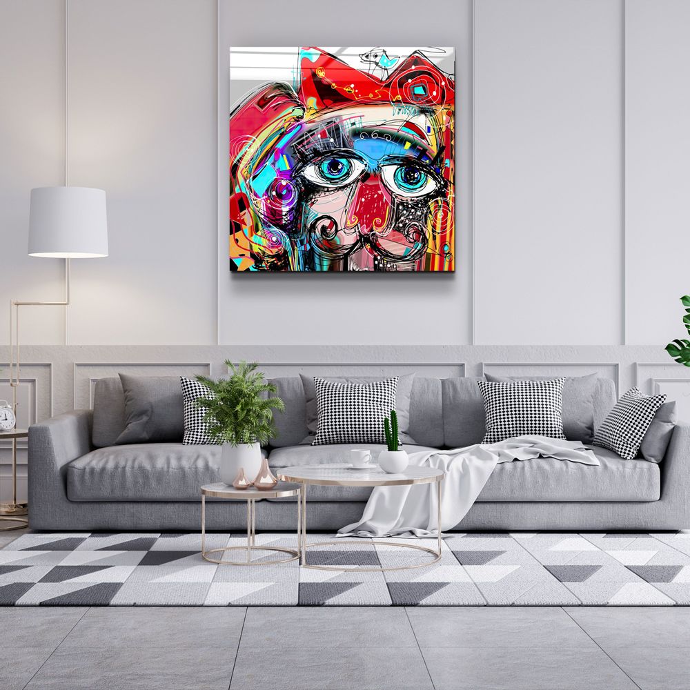 Autres décorations murales - ・"Abstract Colorful Portrait"・Glass Wall Art | Artdesigna Glass Printing Wall Arts. - ARTDESIGNA