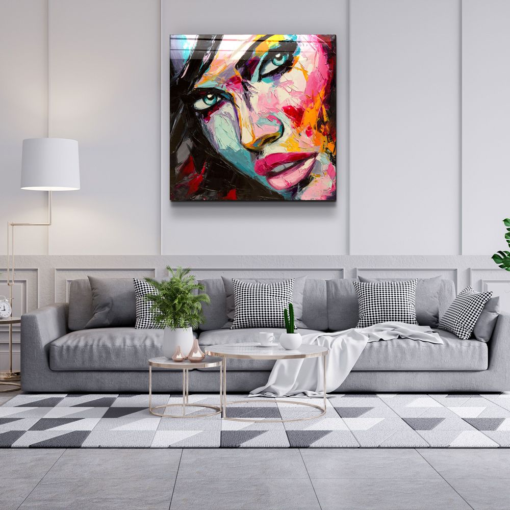 Other wall decoration - ・"Abstract Woman Portrait V2"・Glass Wall Art | Artdesigna Glass Printing Wall Arts. - ARTDESIGNA