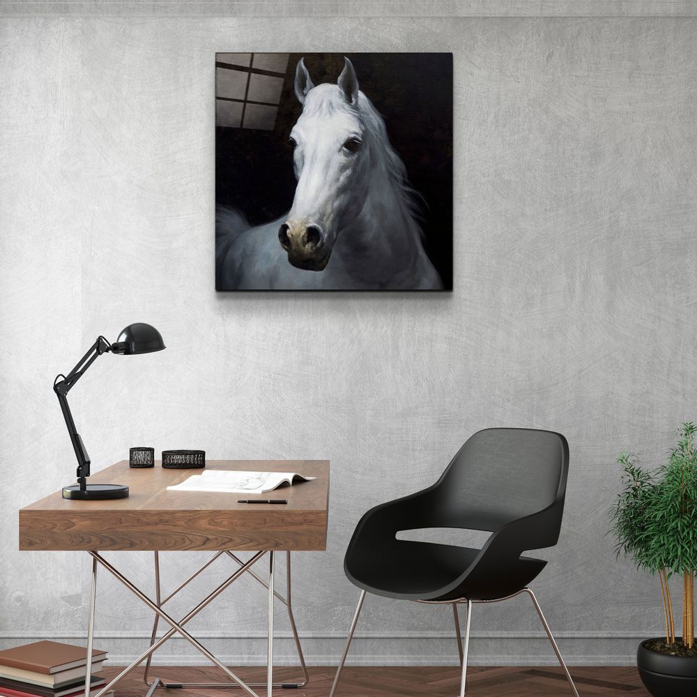 Other wall decoration - ・"Abstract White Horse V2"・Glass Wall Art | Artdesigna Glass Printing Wall Arts. - ARTDESIGNA