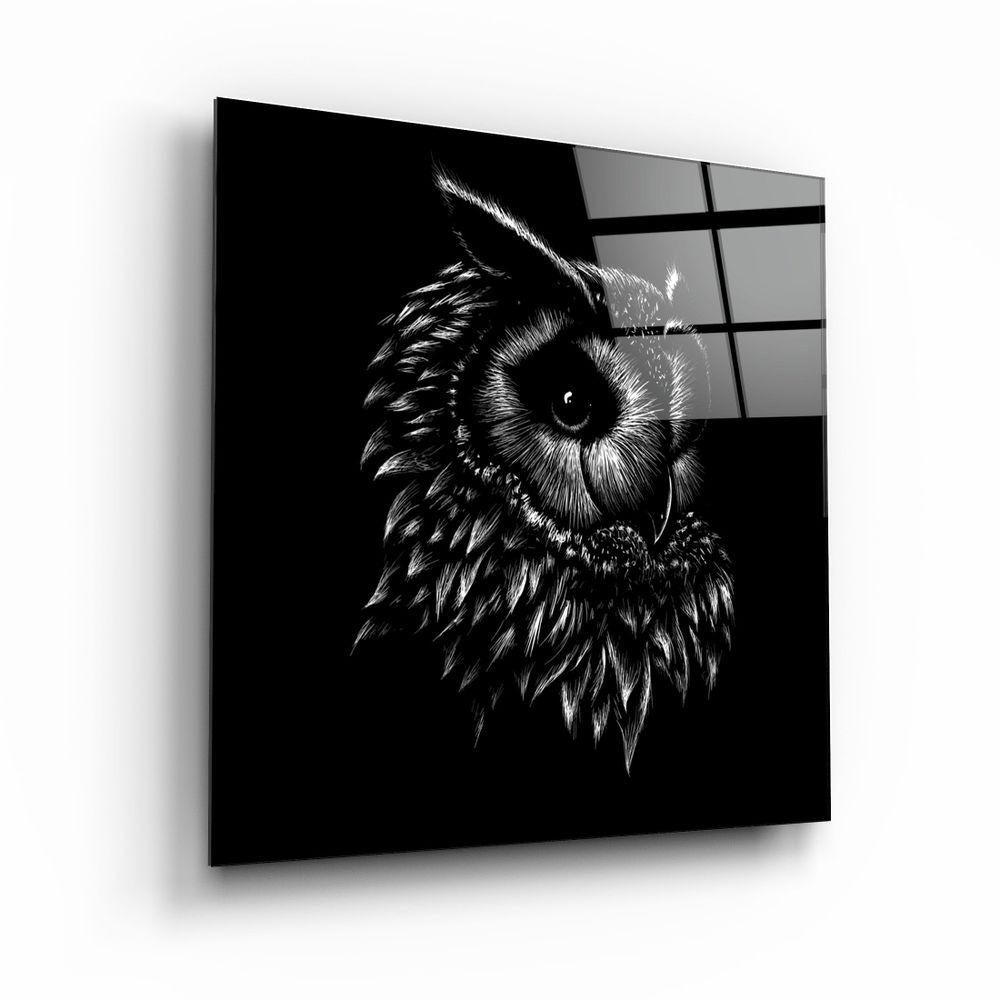 Autres décorations murales - ・"Abstract Black Owl"・Glass Wall Art | Artdesigna Glass Printing Wall Arts. - ARTDESIGNA