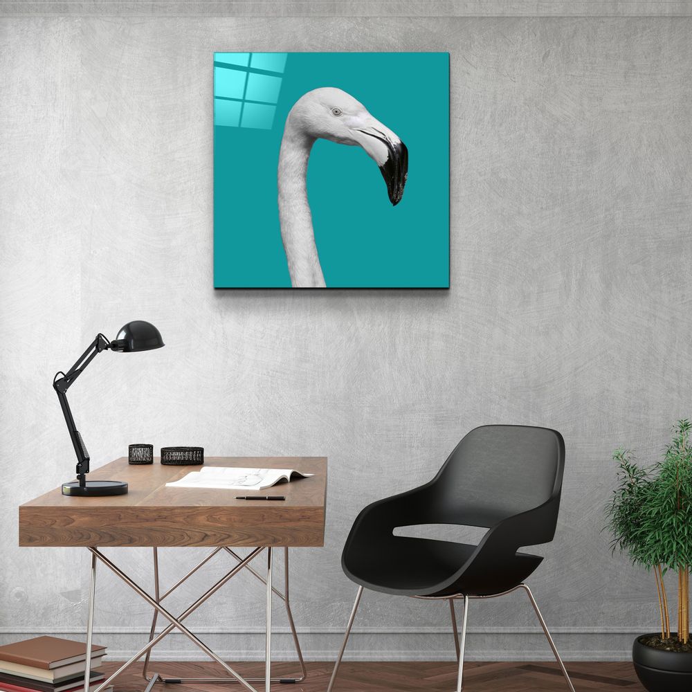 Autres décorations murales - ・"Flamingo - Green"・Glass Wall Art | Artdesigna Glass Printing Wall Arts. - ARTDESIGNA