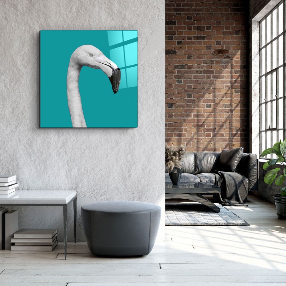 Autres décorations murales - ・"Flamingo - Green"・Glass Wall Art | Artdesigna Glass Printing Wall Arts. - ARTDESIGNA