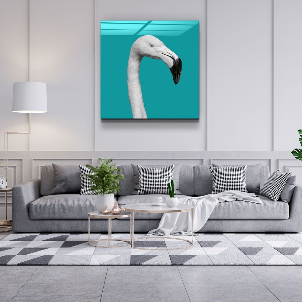 Autres décorations murales - ・"Flamingo - Green"・Glass Wall Art | Artdesigna Glass Printing Wall Arts. - ARTDESIGNA