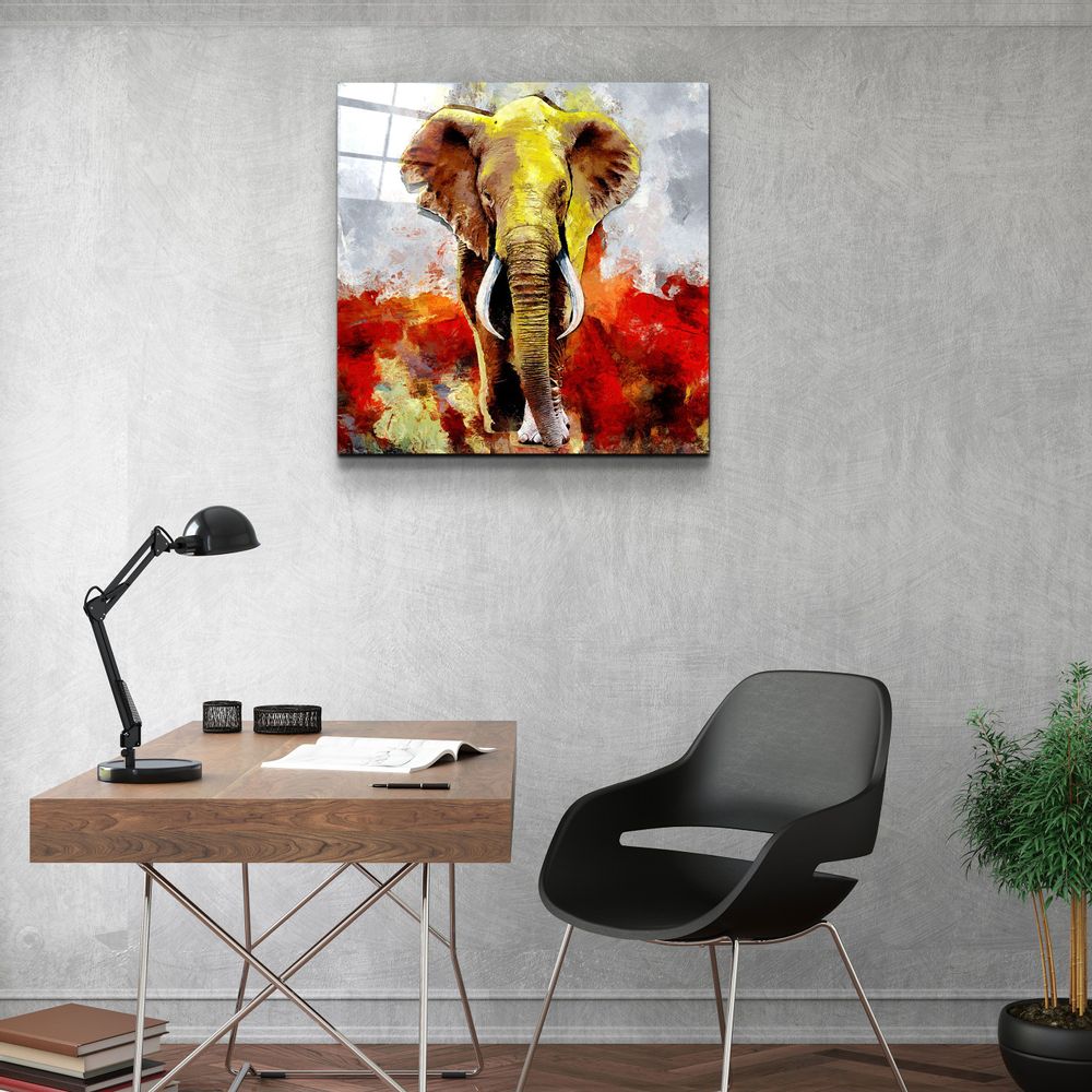 Autres décorations murales - ・"Abstract Colorful Elephant"・Glass Wall Art | Artdesigna Glass Printing Wall Arts. - ARTDESIGNA