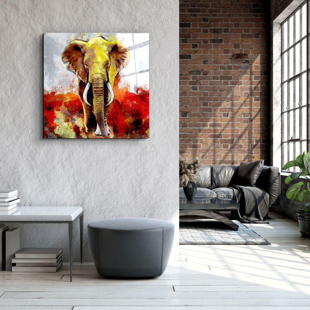 Autres décorations murales - ・"Abstract Colorful Elephant"・Glass Wall Art | Artdesigna Glass Printing Wall Arts. - ARTDESIGNA