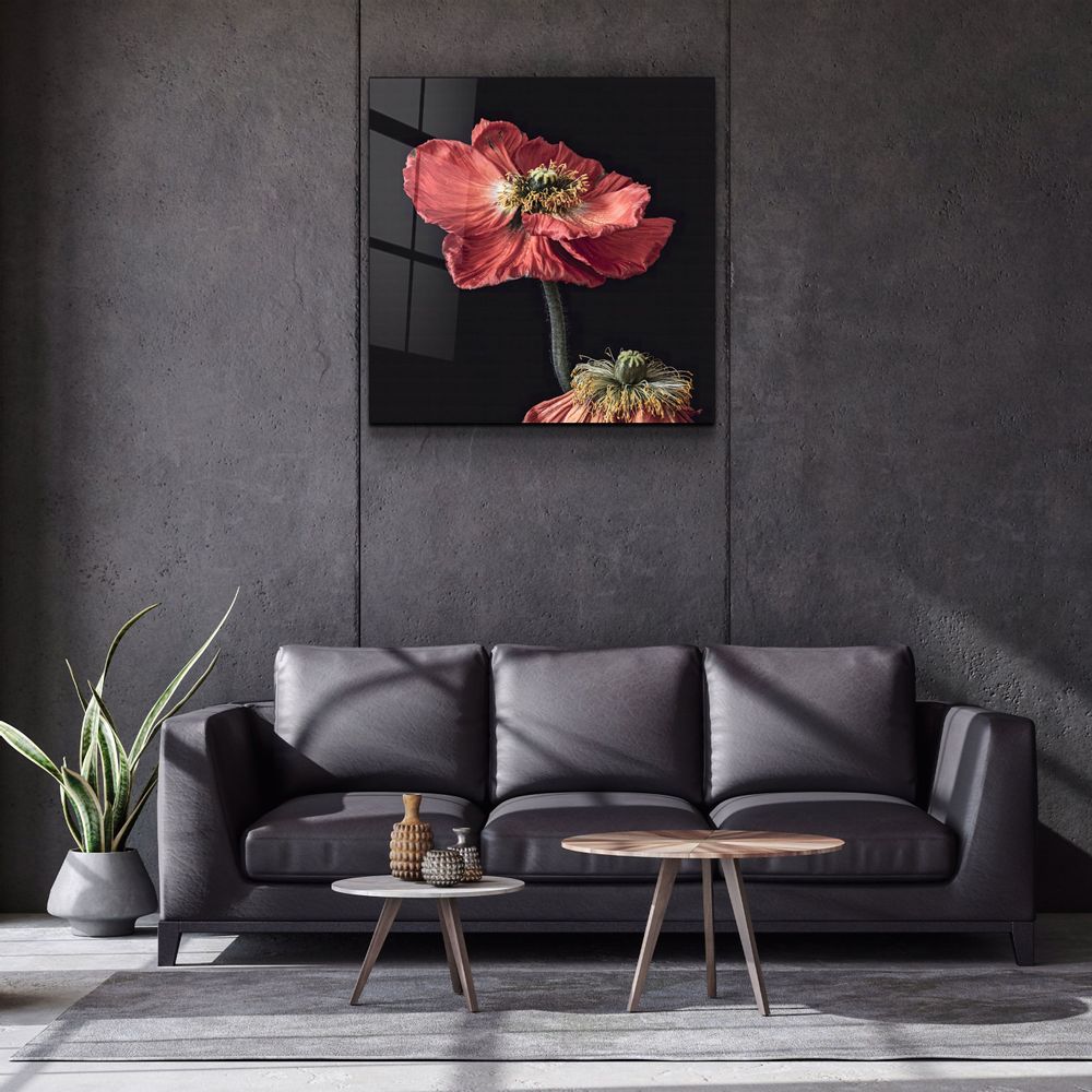 Other wall decoration - ・"Red Flowers"・Glass Wall Art | Artdesigna Glass Printing Wall Arts. - ARTDESIGNA