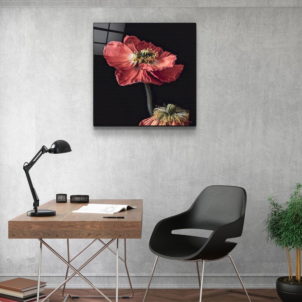Other wall decoration - ・"Red Flowers"・Glass Wall Art | Artdesigna Glass Printing Wall Arts. - ARTDESIGNA