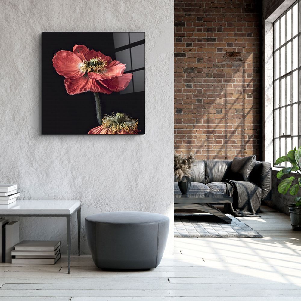 Other wall decoration - ・"Red Flowers"・Glass Wall Art | Artdesigna Glass Printing Wall Arts. - ARTDESIGNA