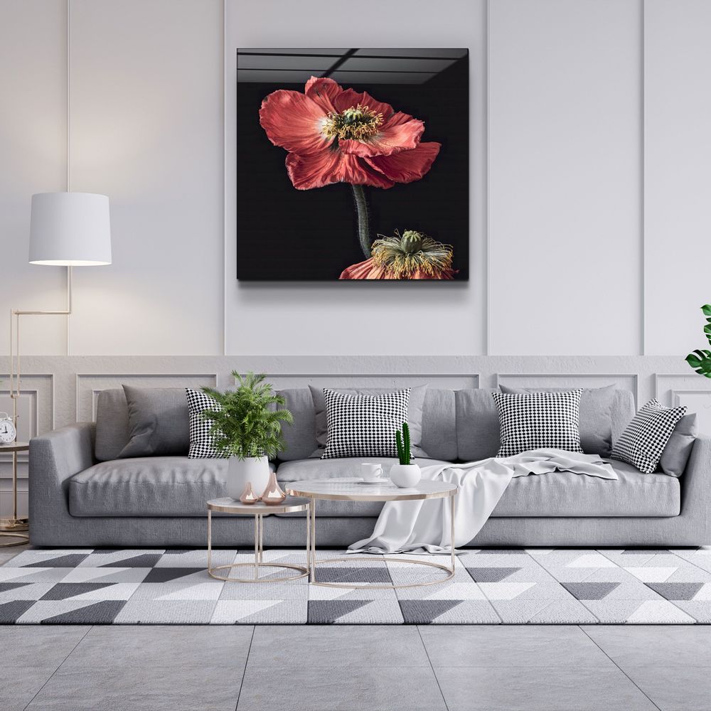 Other wall decoration - ・"Red Flowers"・Glass Wall Art | Artdesigna Glass Printing Wall Arts. - ARTDESIGNA