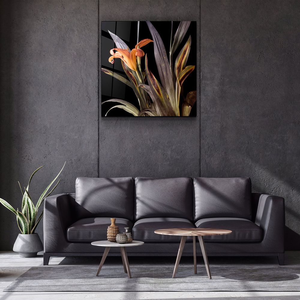 Other wall decoration - ・"Orange Flowers"・Glass Wall Art | Artdesigna Glass Printing Wall Arts. - ARTDESIGNA