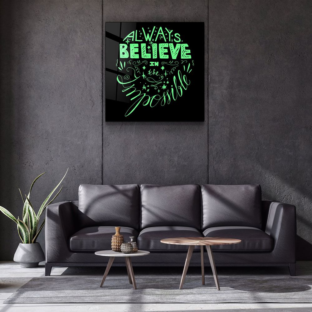 Other wall decoration - ・"Always Believe in the Impossible-Green"・Glass Wall Art | Artdesigna Glass Printing Wall Arts. - ARTDESIGNA