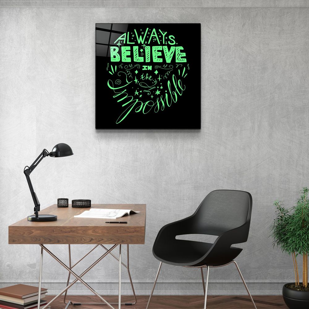 Other wall decoration - ・"Always Believe in the Impossible-Green"・Glass Wall Art | Artdesigna Glass Printing Wall Arts. - ARTDESIGNA