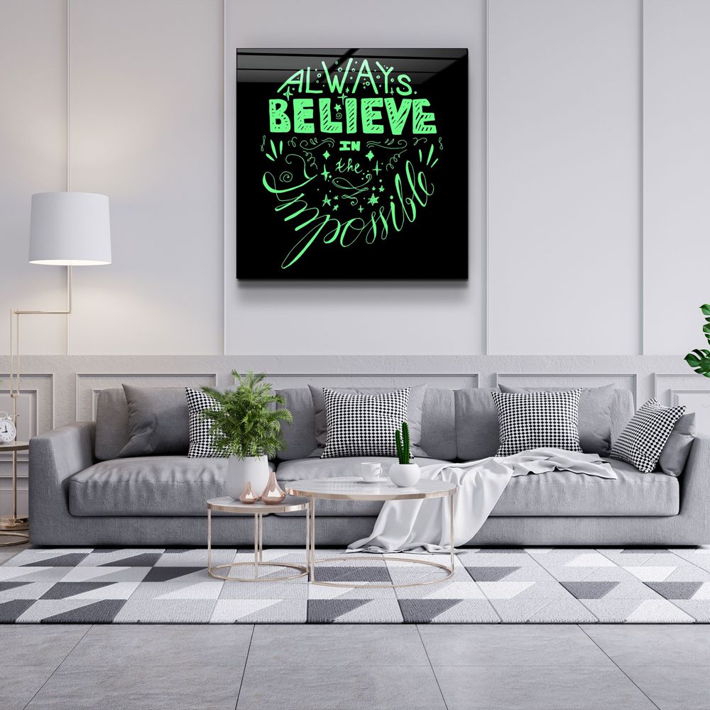 Other wall decoration - ・"Always Believe in the Impossible-Green"・Glass Wall Art | Artdesigna Glass Printing Wall Arts. - ARTDESIGNA