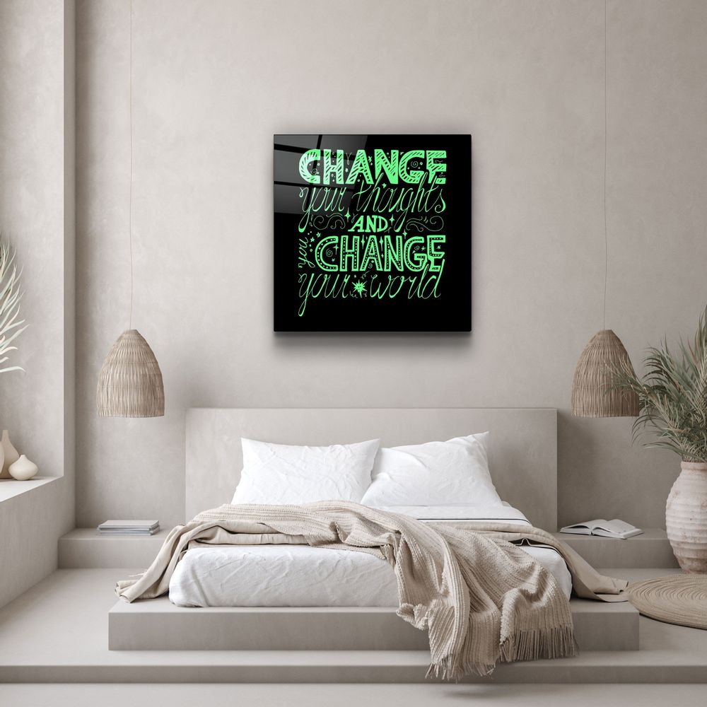 Autres décorations murales - ・"Change Your World - Green"・Glass Wall Art | Artdesigna Glass Printing Wall Arts. - ARTDESIGNA
