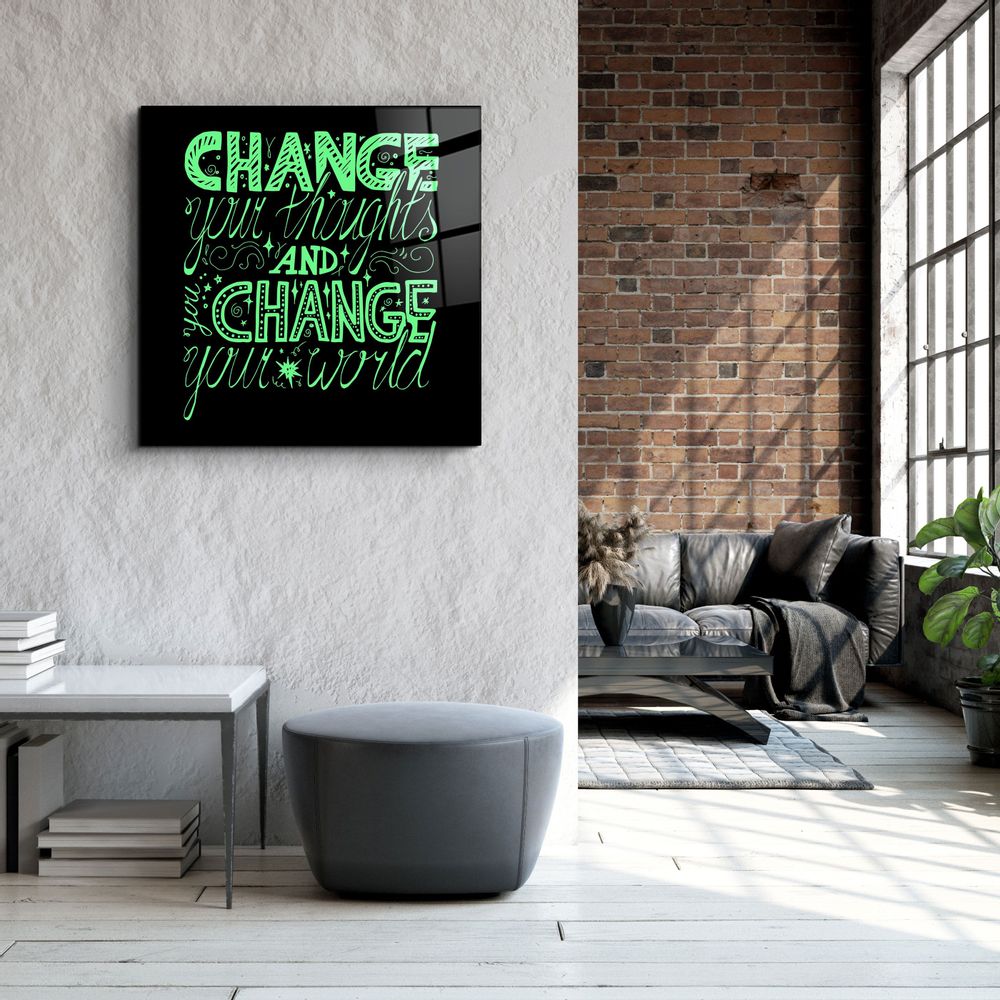 Autres décorations murales - ・"Change Your World - Green"・Glass Wall Art | Artdesigna Glass Printing Wall Arts. - ARTDESIGNA