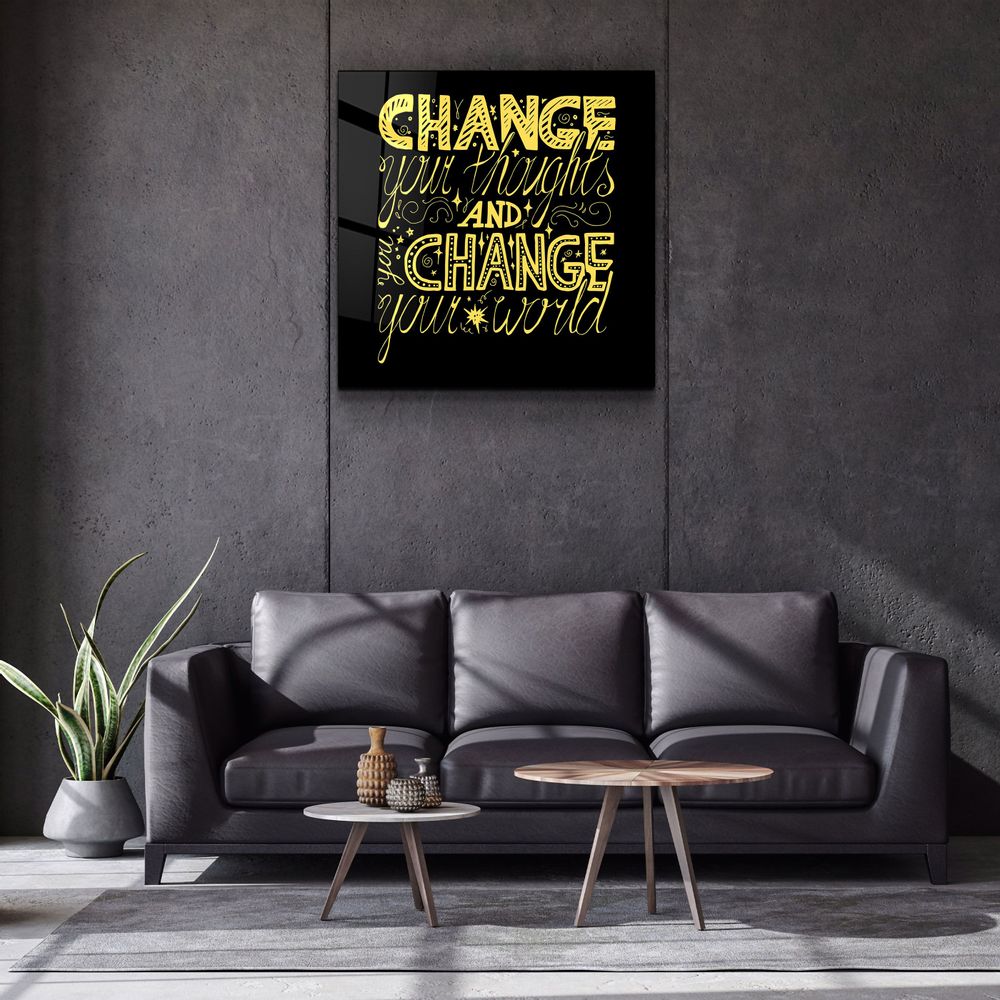 Autres décorations murales - ・"Change Your World - Yellow"・Glass Wall Art | Artdesigna Glass Printing Wall Arts. - ARTDESIGNA