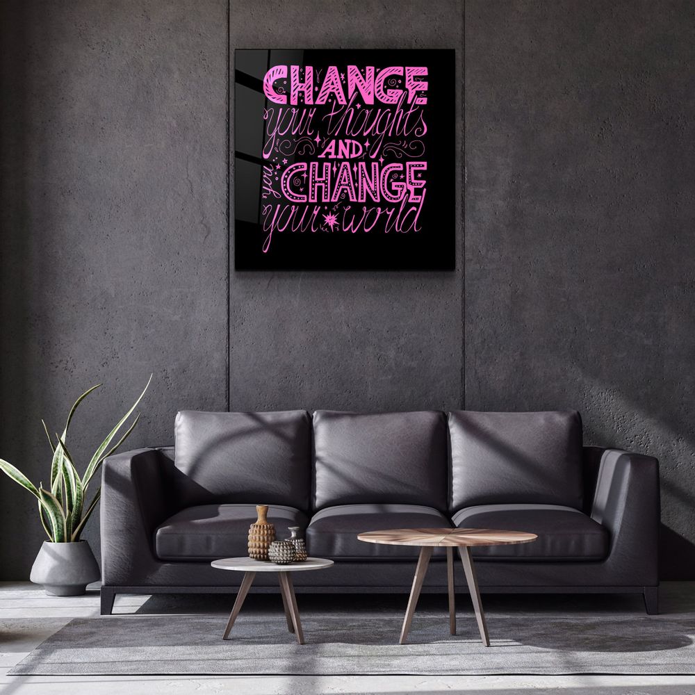 Other wall decoration - ・"Change Your World - Pink"・Glass Wall Art | Artdesigna Glass Printing Wall Arts. - ARTDESIGNA