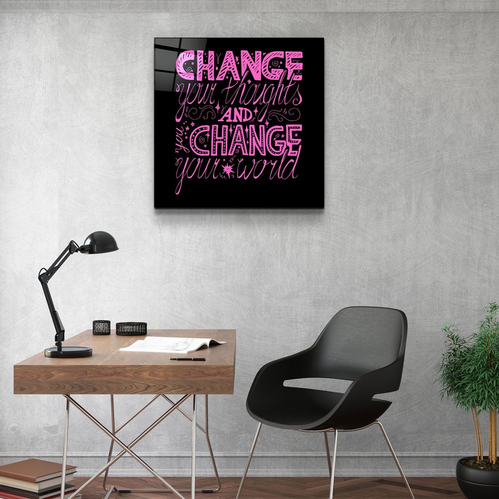 Other wall decoration - ・"Change Your World - Pink"・Glass Wall Art | Artdesigna Glass Printing Wall Arts. - ARTDESIGNA