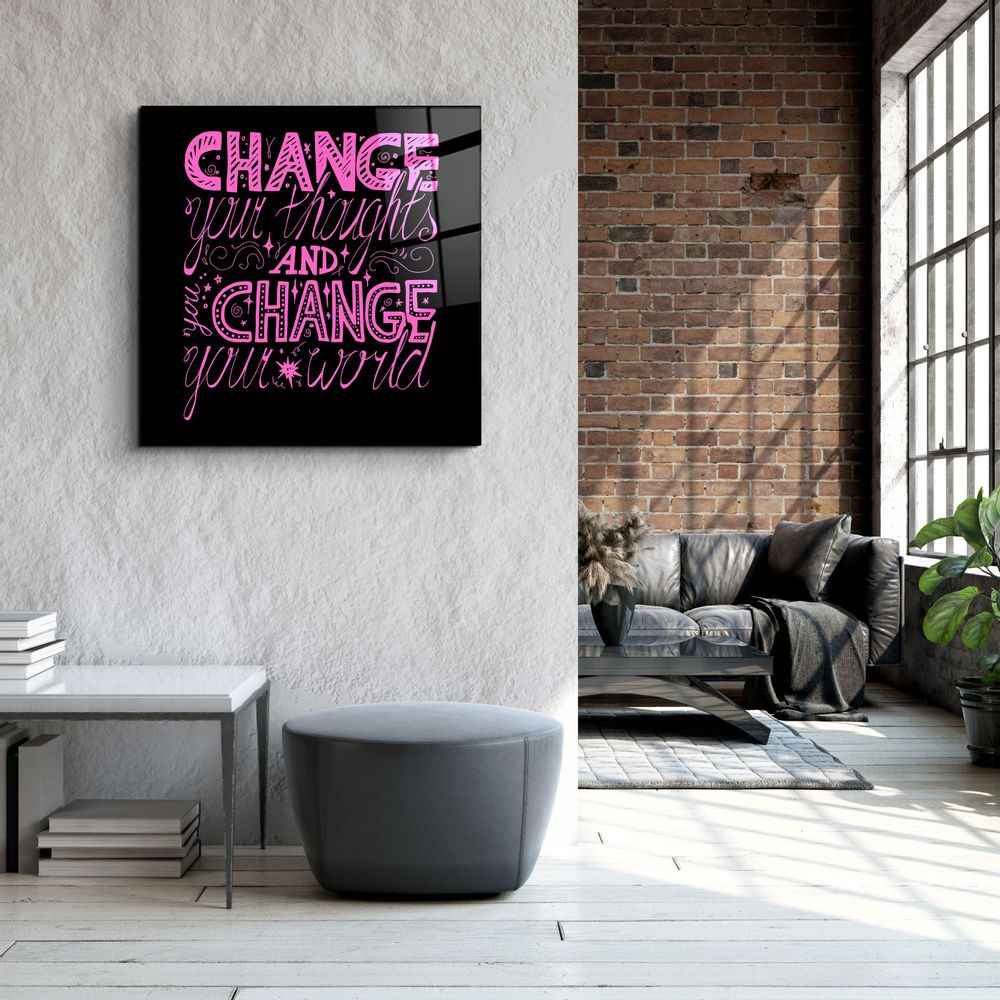 Other wall decoration - ・"Change Your World - Pink"・Glass Wall Art | Artdesigna Glass Printing Wall Arts. - ARTDESIGNA