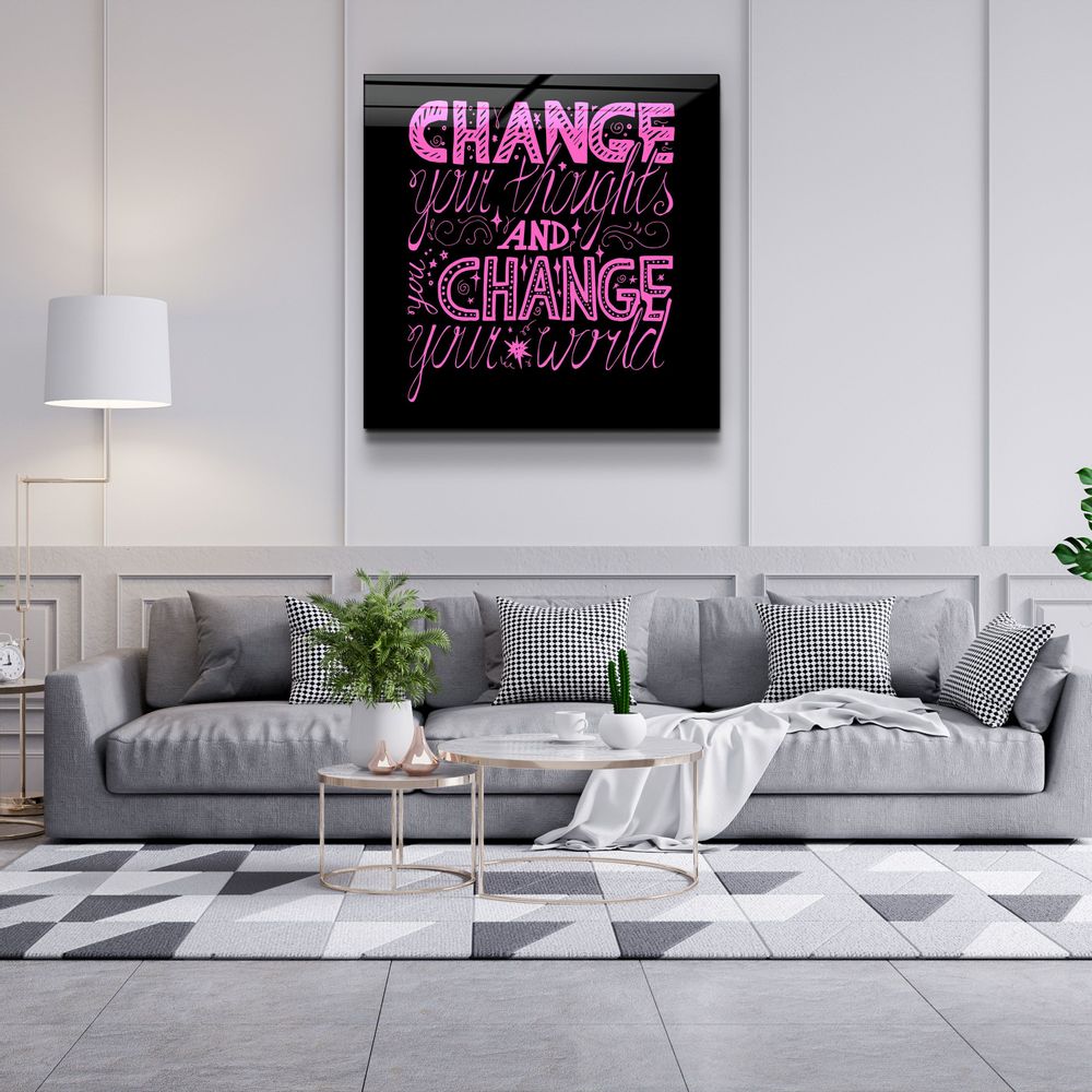 Other wall decoration - ・"Change Your World - Pink"・Glass Wall Art | Artdesigna Glass Printing Wall Arts. - ARTDESIGNA