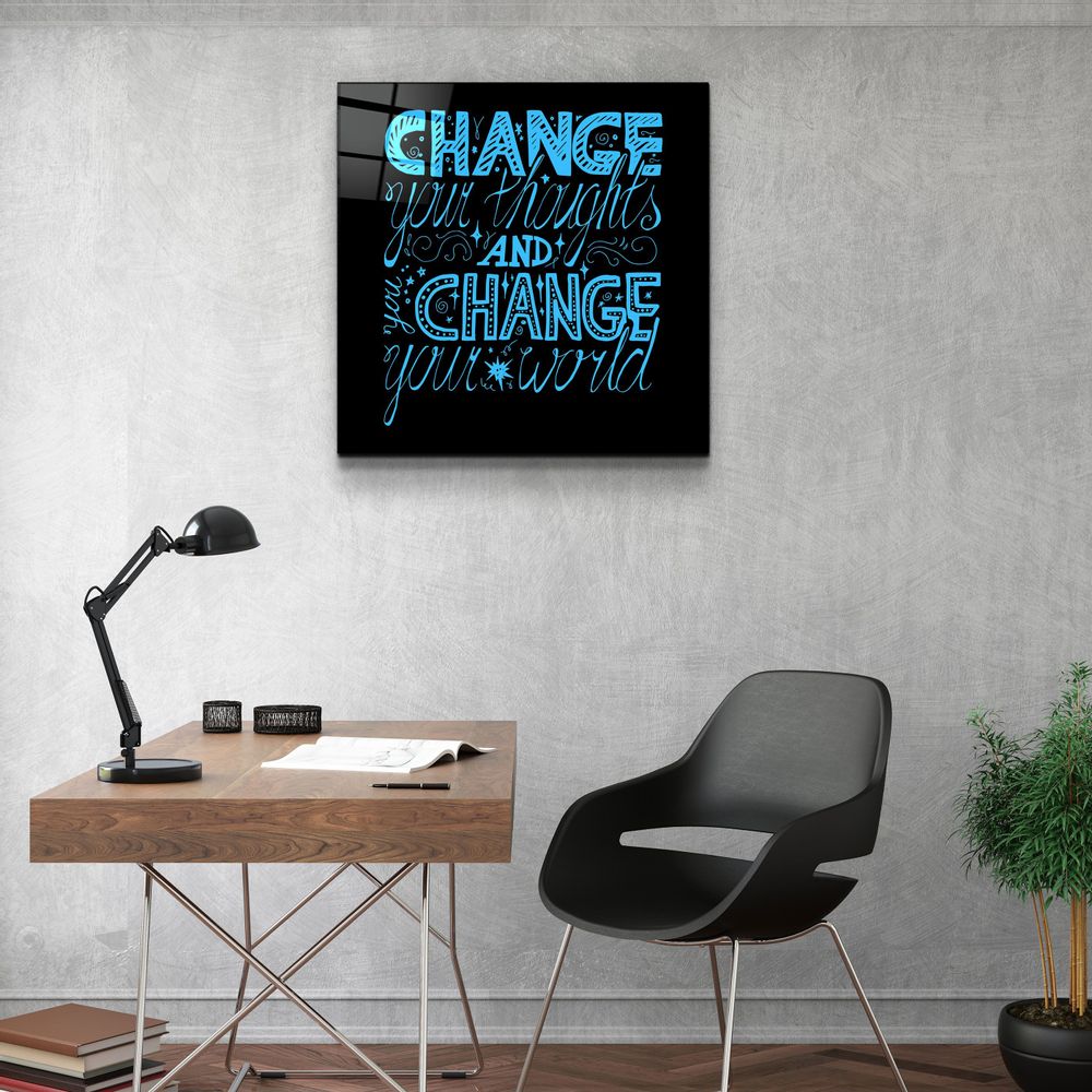 Autres décorations murales - ・"Change Your World - Blue"・Glass Wall Art | Artdesigna Glass Printing Wall Arts. - ARTDESIGNA