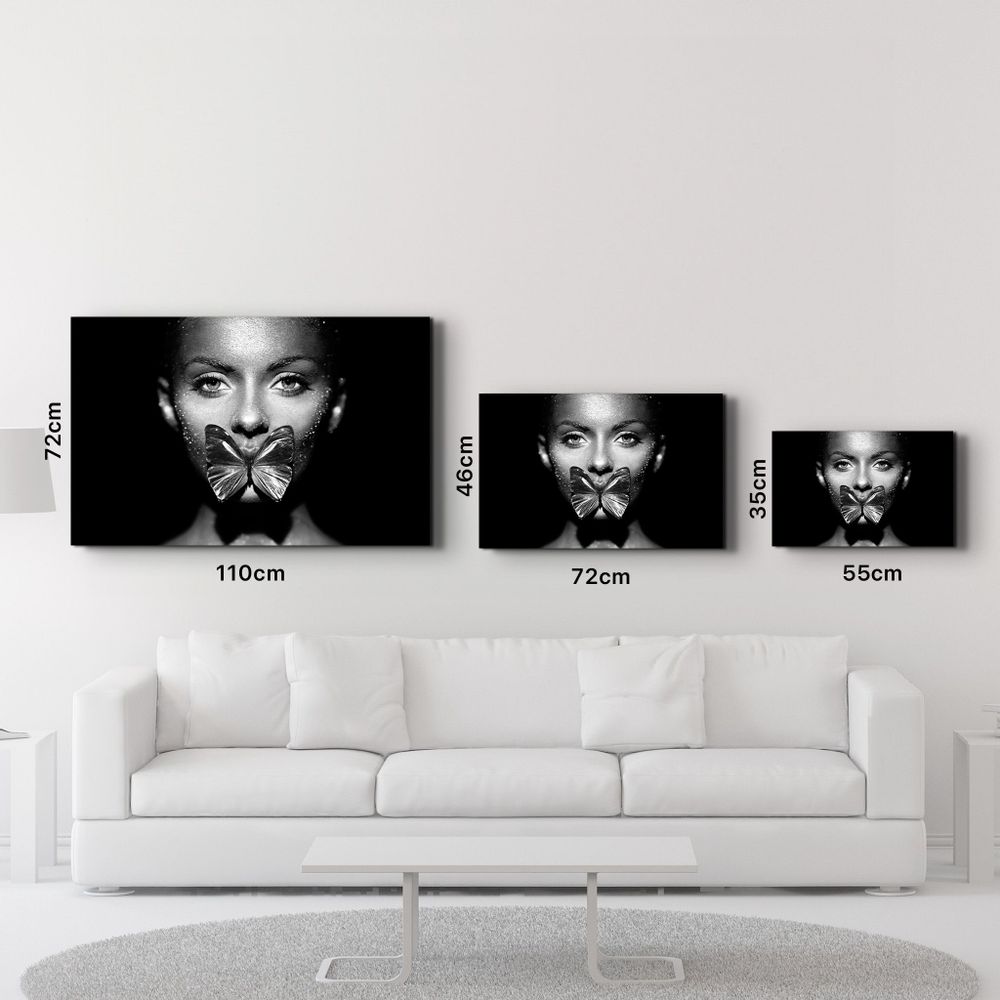 Other wall decoration - Shiny Butterfly and Face | Glass Wall Art - ARTDESIGNA