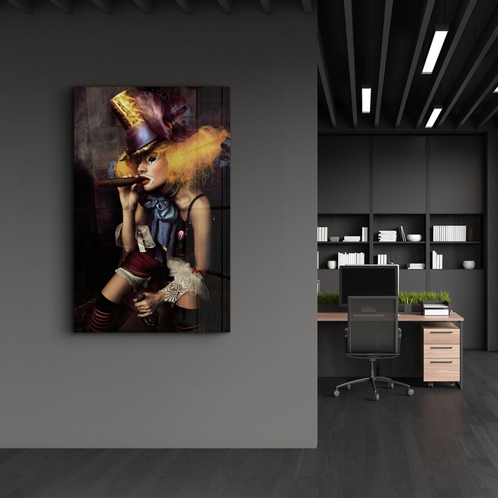 Autres décorations murales - Yellow Hat Woman | Glass Wall Art - ARTDESIGNA