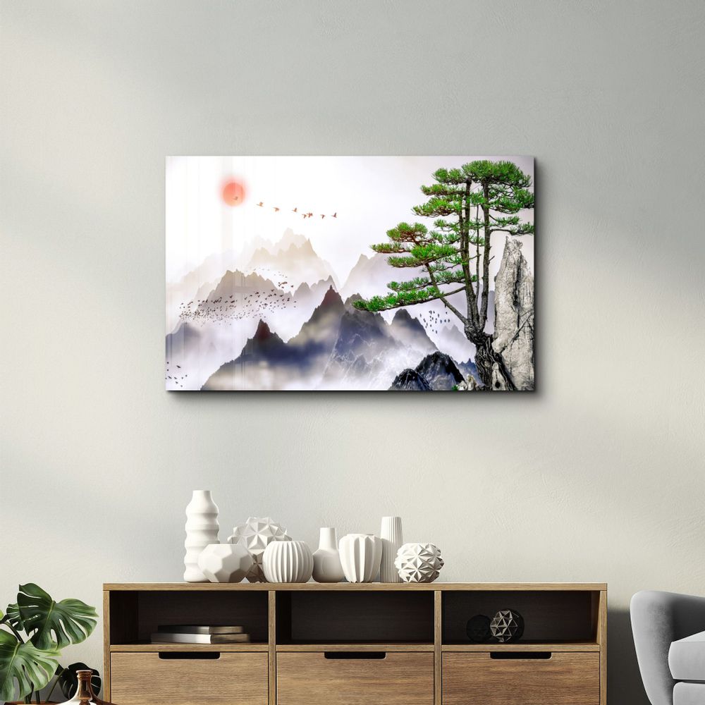 Other wall decoration - Abstract Flying Birds and Sunset | Glass Wall Art - ARTDESIGNA