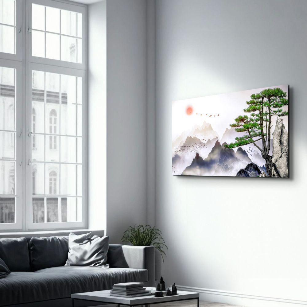 Other wall decoration - Abstract Flying Birds and Sunset | Glass Wall Art - ARTDESIGNA