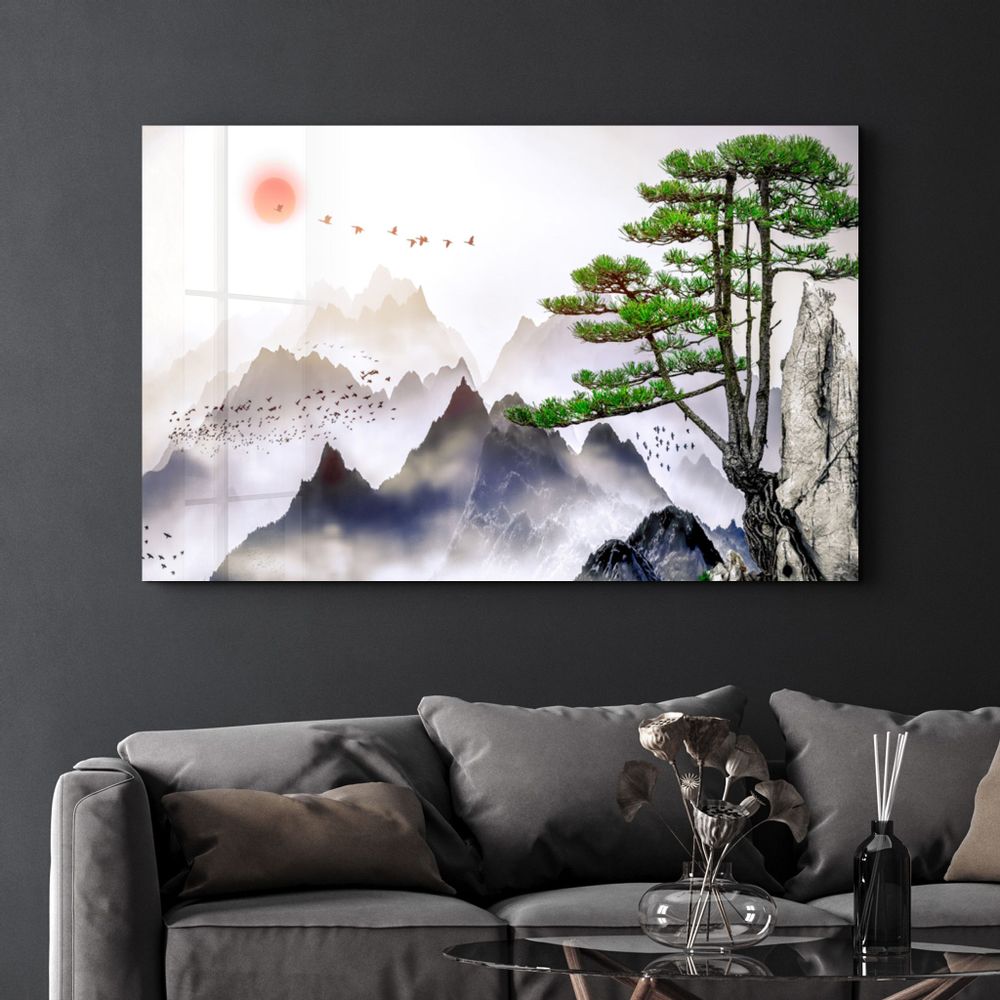 Other wall decoration - Abstract Flying Birds and Sunset | Glass Wall Art - ARTDESIGNA