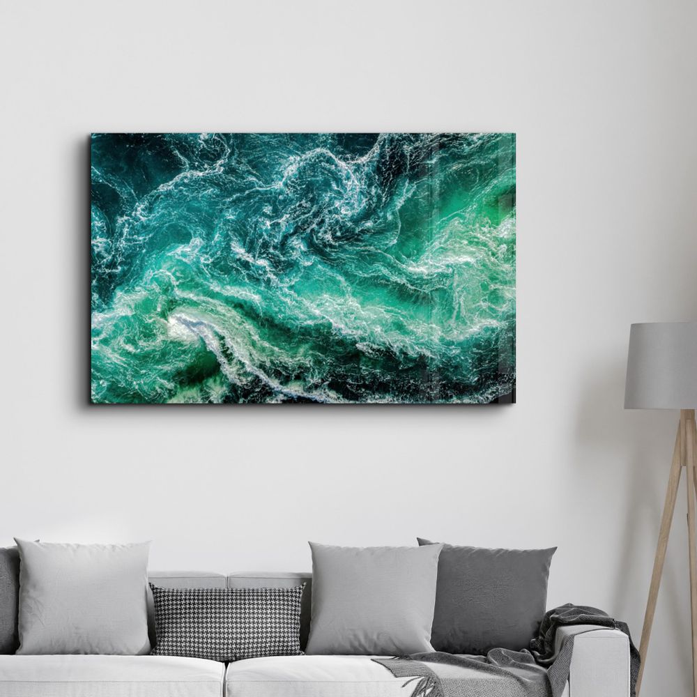 Autres décorations murales - Green Waves | Glass Wall Art - ARTDESIGNA