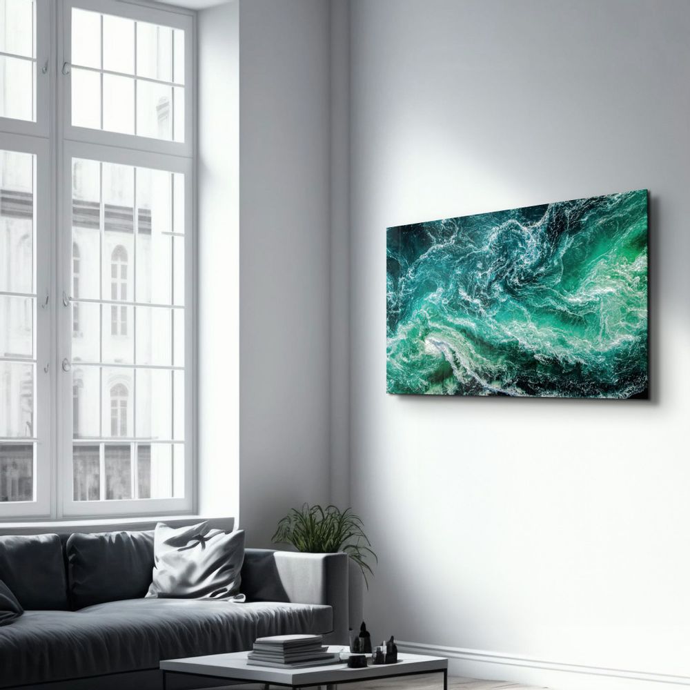 Autres décorations murales - Green Waves | Glass Wall Art - ARTDESIGNA