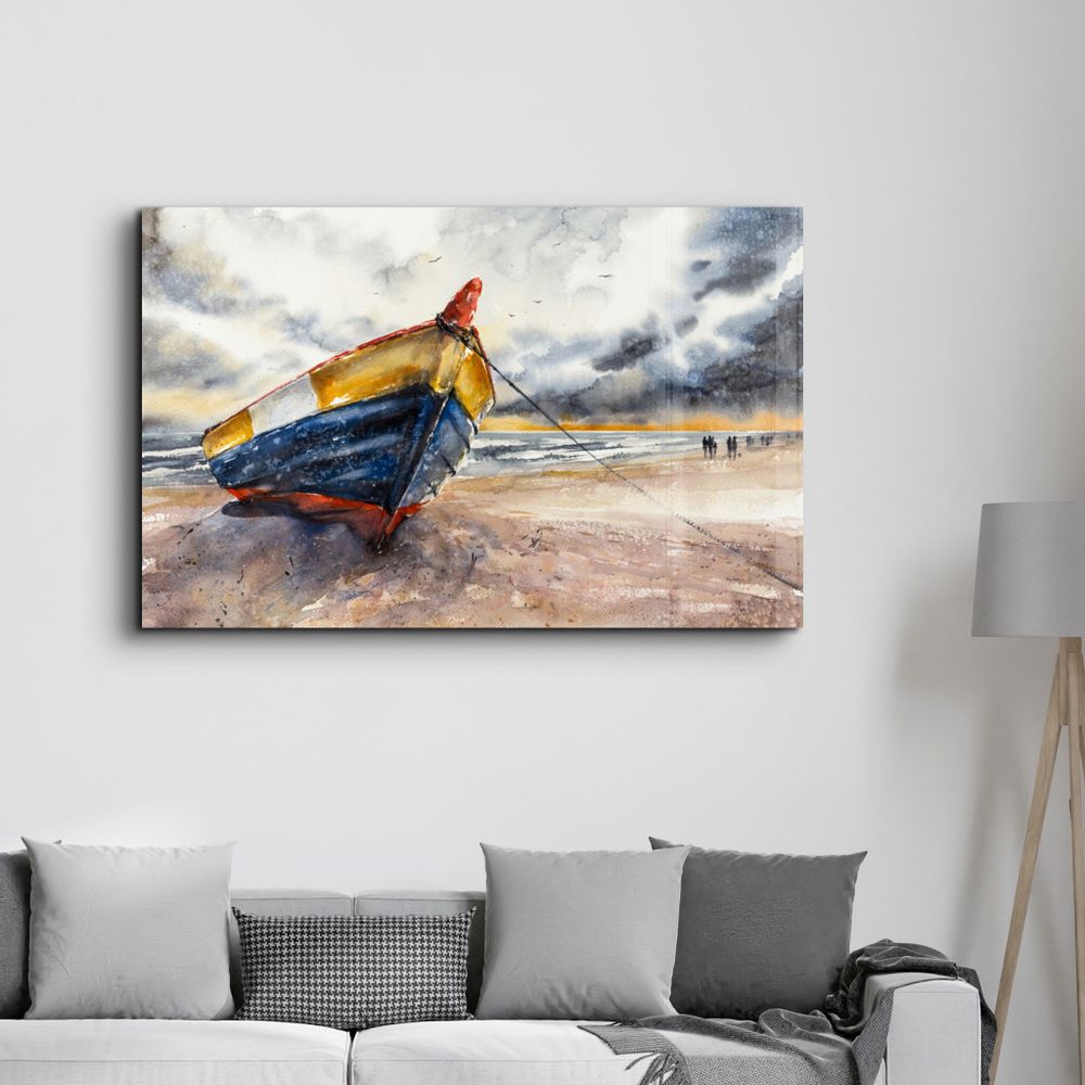 Autres décorations murales - Boat On the Beach | Glass Wall Art - ARTDESIGNA
