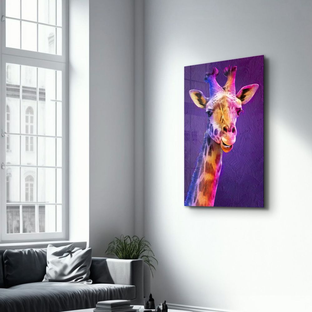 Other wall decoration - Purple Giraffe | Glass Wall Art - ARTDESIGNA