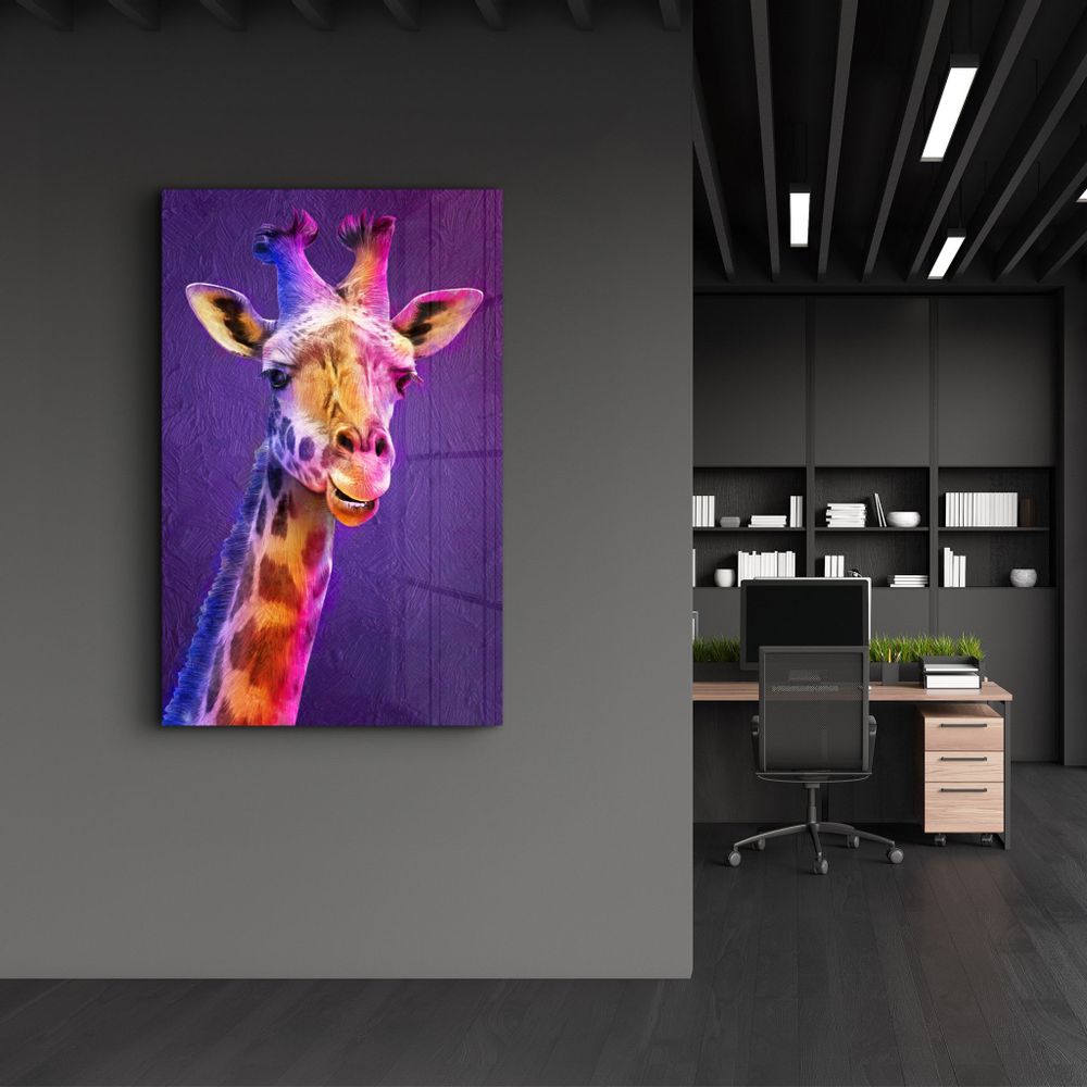 Other wall decoration - Purple Giraffe | Glass Wall Art - ARTDESIGNA