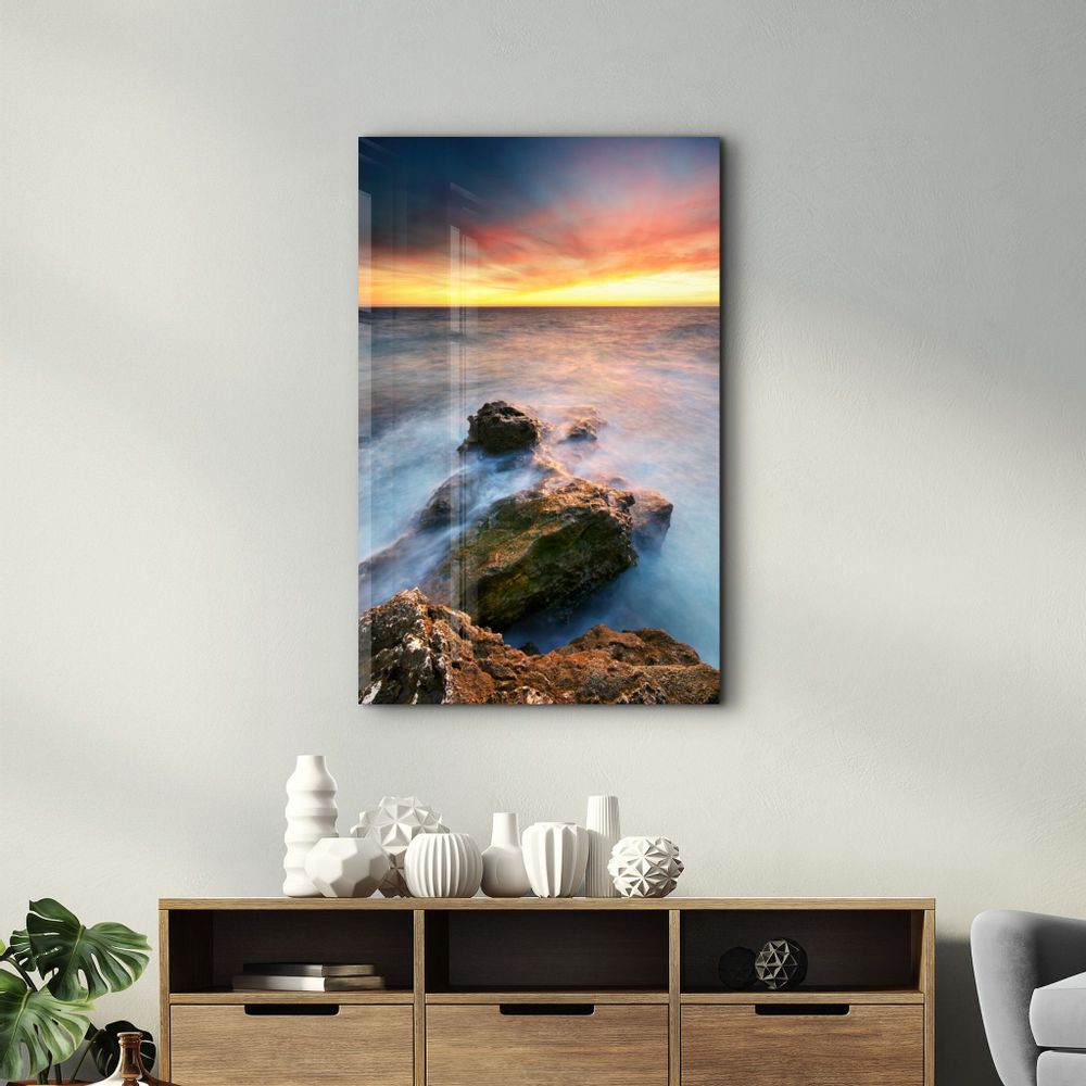 Other wall decoration - Sunset and Rocks | Glass Wall Art - ARTDESIGNA