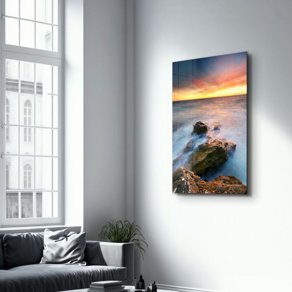 Other wall decoration - Sunset and Rocks | Glass Wall Art - ARTDESIGNA