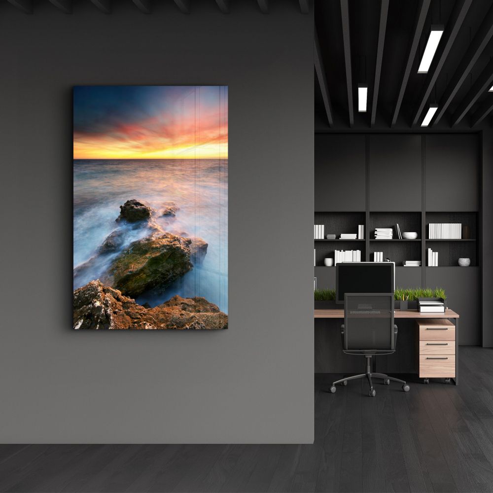 Other wall decoration - Sunset and Rocks | Glass Wall Art - ARTDESIGNA