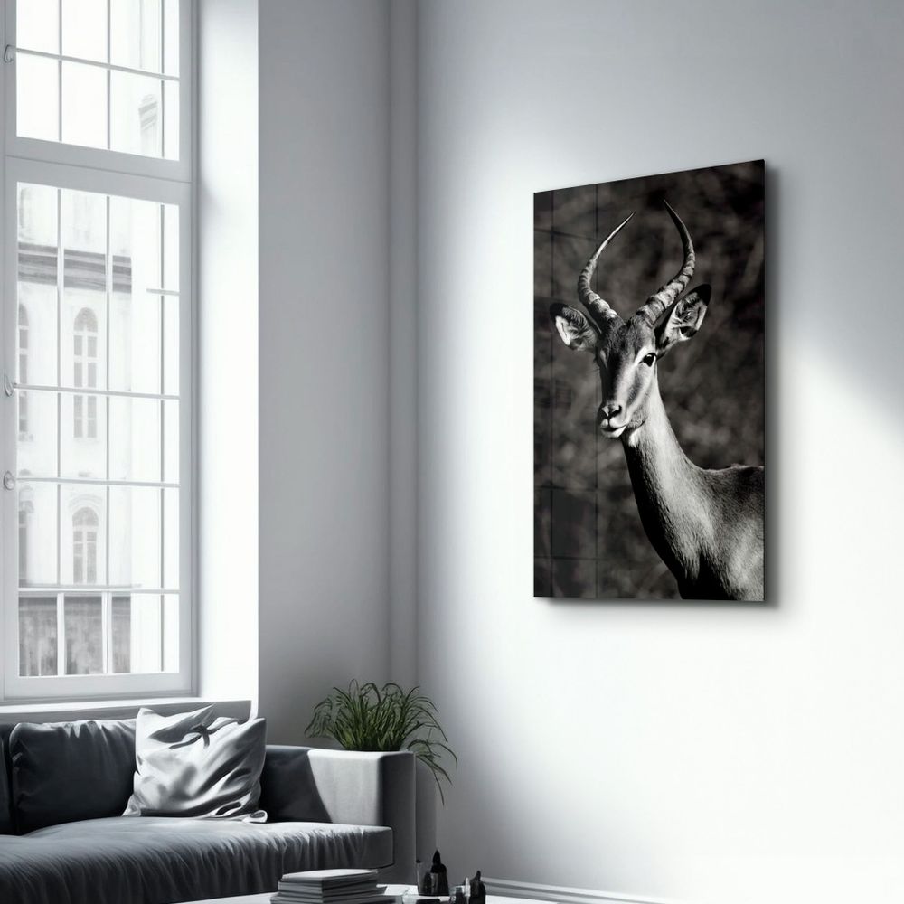 Other wall decoration - Antilope Black and White | Glass Wall Art - ARTDESIGNA