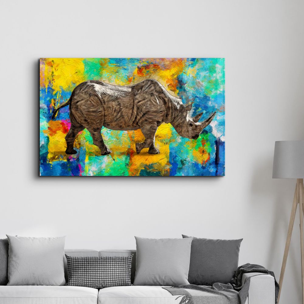 Other wall decoration - Abstract Rhino V2 | Glass Wall Art - ARTDESIGNA