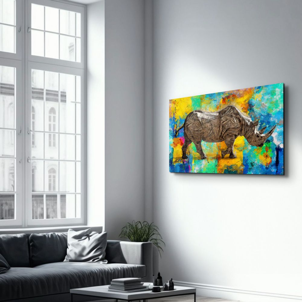 Other wall decoration - Abstract Rhino V2 | Glass Wall Art - ARTDESIGNA