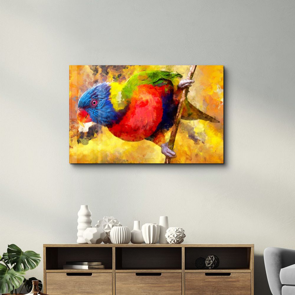 Other wall decoration - Abstract Colorful Parrot | Glass Wall Art - ARTDESIGNA