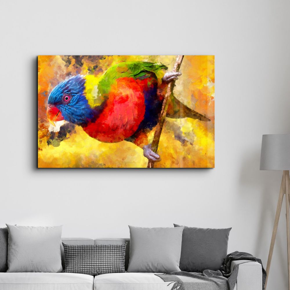 Other wall decoration - Abstract Colorful Parrot | Glass Wall Art - ARTDESIGNA