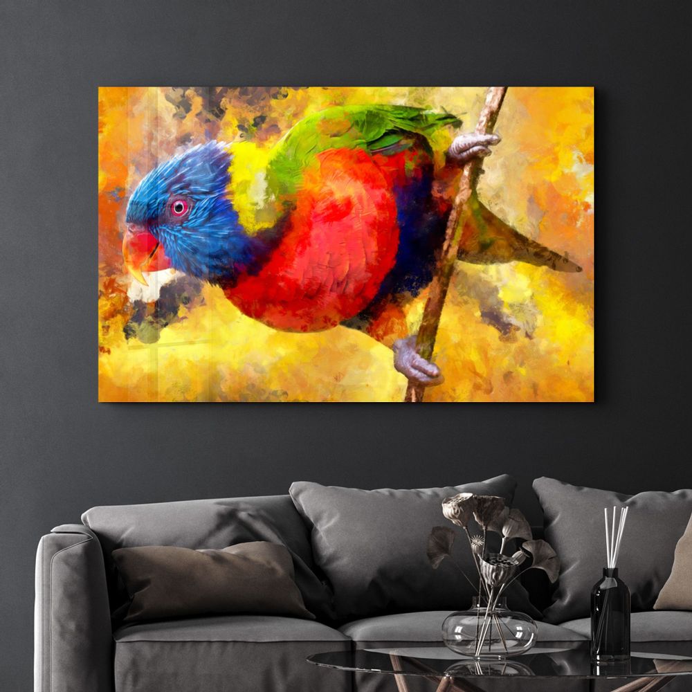 Other wall decoration - Abstract Colorful Parrot | Glass Wall Art - ARTDESIGNA