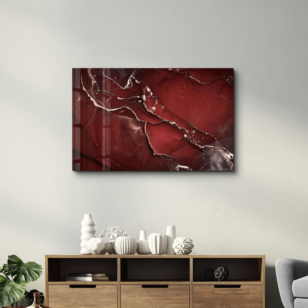 Autres décorations murales - Abstract Red Pattern | Glass Wall Art - ARTDESIGNA