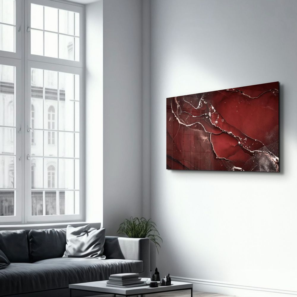 Autres décorations murales - Abstract Red Pattern | Glass Wall Art - ARTDESIGNA