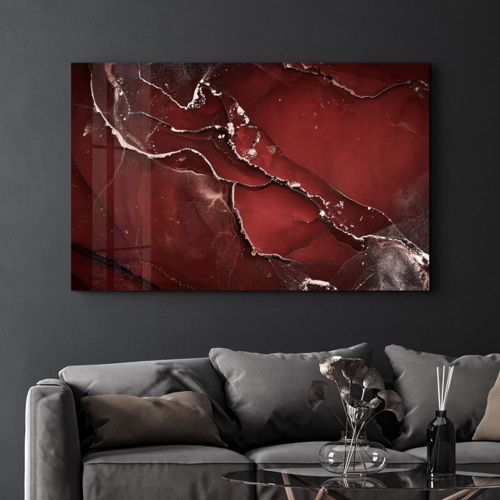 Autres décorations murales - Abstract Red Pattern | Glass Wall Art - ARTDESIGNA